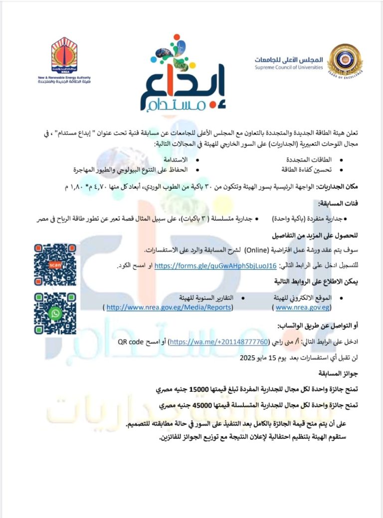 إعلان هام عن مسابقة إبداع مستدام في مجال اللوحات التعبيرية