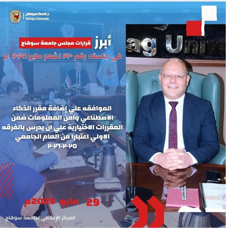 انعقاد مجلس جامعة سوهاج رقم ٢٢٠ لشهر مايو ٢٠٢٥
